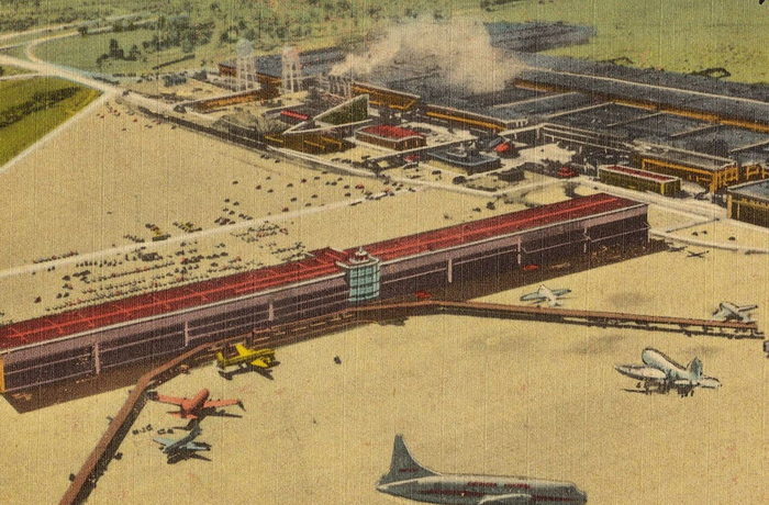 Willow Run Airport - Old Postcard